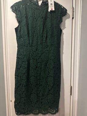 Emerald Green Lace Sheath Dress